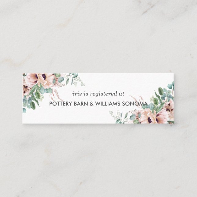 Blush Floral Greenery Bridal Registry Card Mini (Front)