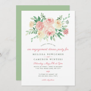 Blush Floral Greenery engagement dinner party 4196 Invitation