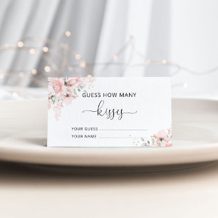 Blush floral guess how many kisses bridal game enc enclosure card