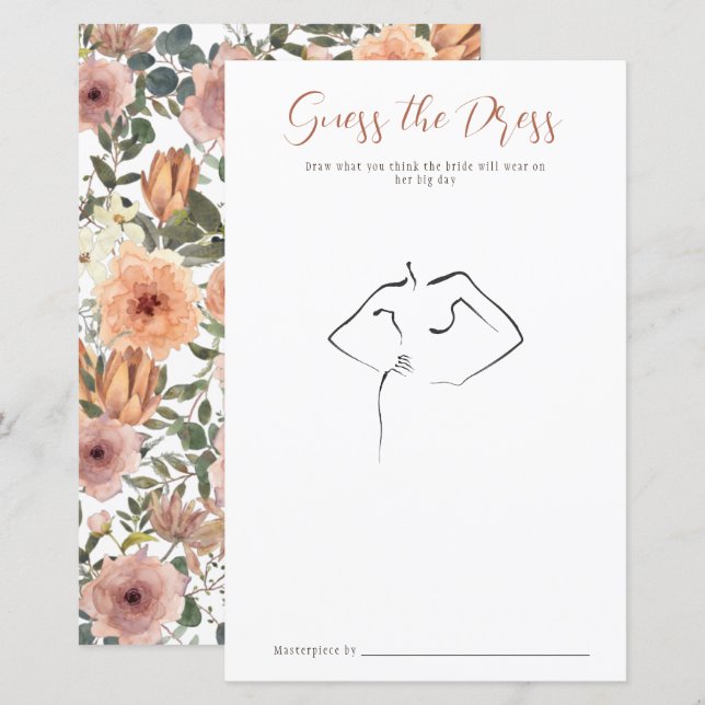 Blush Floral Guess The Dress Bridal Shower Game (Front/Back)