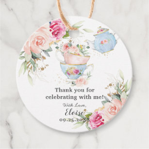 Blush Floral High Tea Party Baby Bridal Birthday Favour Tags