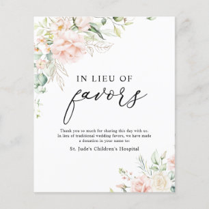 Blush Floral In Lieu of Favours Donation Sign