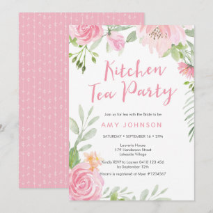 Blush floral Kitchen Tea Party Invitation