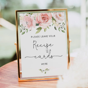 Blush floral leave your recipe card here poster