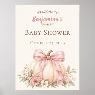 Blush Floral Little Pumpkin Baby Shower Poster