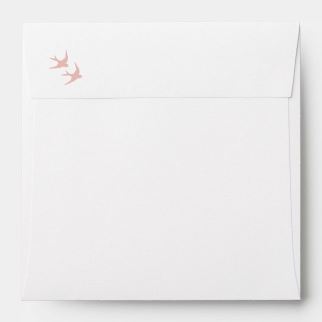 Blush Floral Lovebirds Square Wedding Envelope (Back (Top Flap))
