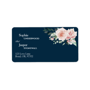 Blush Floral Mariage de la marine Étiquette de adr