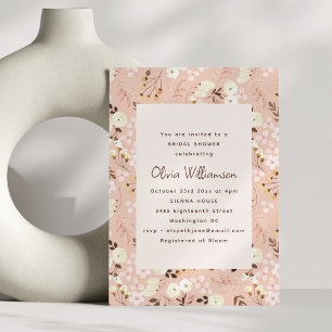 Blush Floral Modern Romantic Bridal Shower Invitation