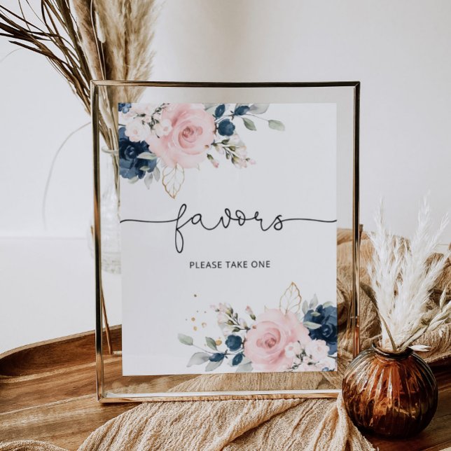 Blush floral navy Favours please take one Poster (Creator Uploaded)