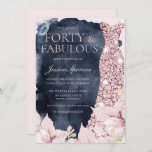 Blush Floral Navy Splash Gown 40th Birthday Party Invitation<br><div class="desc">Blush Floral Navy Splash Gown 40th Birthday Party Invitation

See matching collection in our Niche and Nest Store</div>