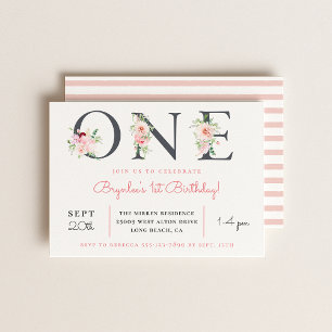 Blush Floral ONE   1st Birthday Invitation