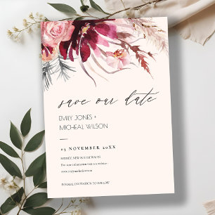 Blush Floral Pampas Grass Save the Date Invite