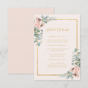 Blush Floral Pastel Wedding Schedule of Events Enclosure Card