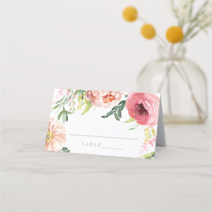Blush Floral Peony Wedding Invitation Escort Card