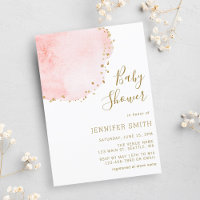Blush Floral Petal Gold Glitter Dots Baby Shower