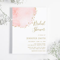 Blush Floral Petal Gold Glitter Dots Bridal Shower