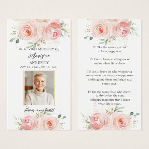 Blush Floral Photo Funeral Signet