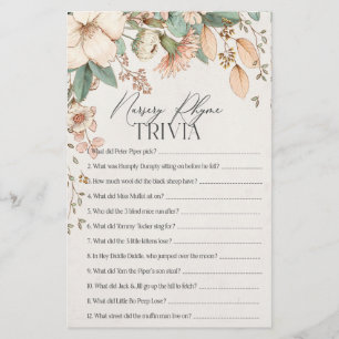 blush floral pink baby shower nursery rhyme trivia