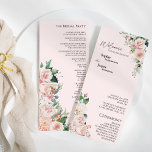 Blush Floral Pink Wedding Flat Program<br><div class="desc">This blush floral pink wedding flat program design features beautiful chic classic backgrounds of pastel pink and navy blue with simple modern typography and elegant calligraphy to set a sophisticated tone for any style of event. Each product is embellished with gorgeous blush pink roses and peach and ivory hydrangeas arranged...</div>