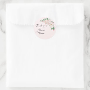 Blush Floral Pink Wedding Thank You Sticker