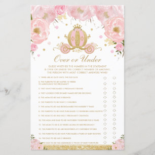 Blush Floral Princess Baby Over or Under Game