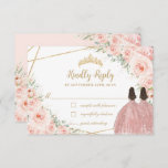 Blush Floral Princess Quinceañera Twins Birthday RSVP Card<br><div class="desc">Personalize these chic rsvp cards with your details easily and quickly,  simply press the customise it button to further re-arrange and format the style and placement of the text. (c) The Happy Cat Studio</div>