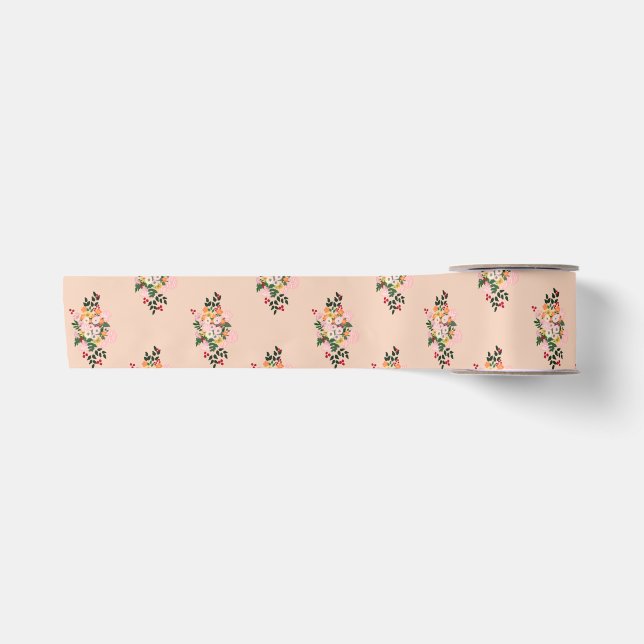 blush floral ribbon satin ribbon (Front)