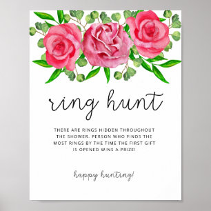 Blush floral ring hunt bridal shower game poster