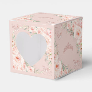 Blush Floral Rose Gold Butterflies Quince XV Mini Favor Box