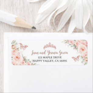 Blush Floral Rose Gold Quinceanera Adresse de reto
