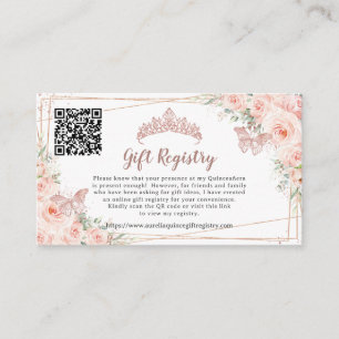 Blush Floral Rose Gold Quinceanera Gift Registry Enclosure Card