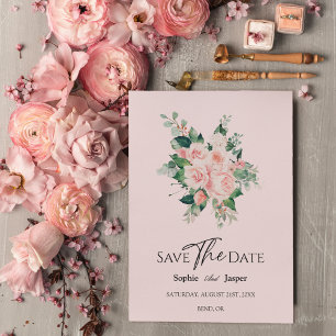 Blush Floral Rose Mariage Enregistrer La Carte Dat