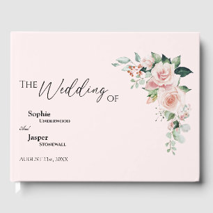 Blush Floral rose Mariage livre d'hôtes