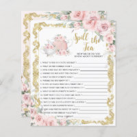 Blush Floral Spill the Tea Bridal Shower Game