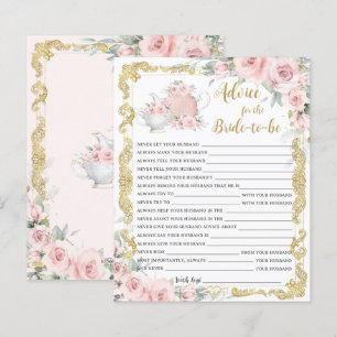 Blush Floral Tea Party Advice for Bride to Be Game