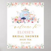Blush Floral Tea Party Bridal Baby Shower Welcome