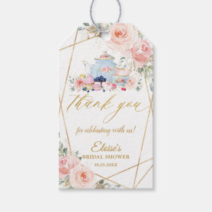 Blush Floral Tea Party Geometric Bridal Shower Gift Tags