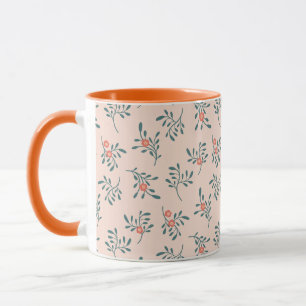 Blush Floral Teal Botanical Pattern Mug