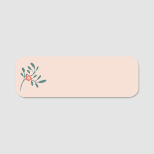 Blush Floral Teal Botanical Pattern Name Tag