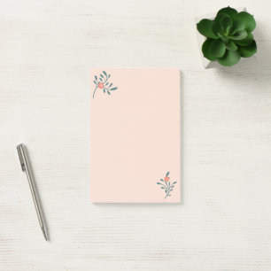 Blush Floral Teal Botanical Pattern Post-it Notes