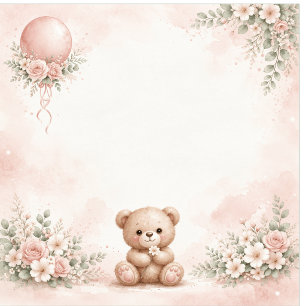 blush floral teddy bear pink tissue paper