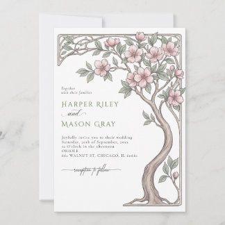 Blush Floral Tree Save The Date Invitation