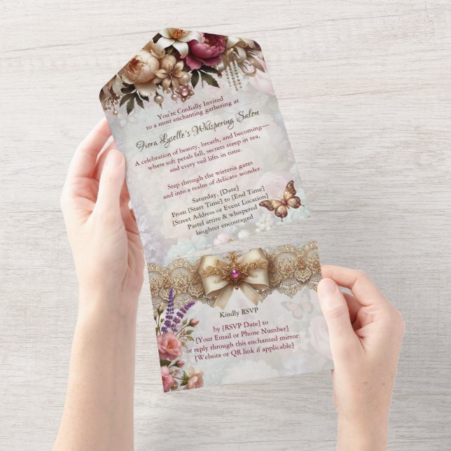 Blush Floral Victorian Salon Open House Invitation (Déchirure)