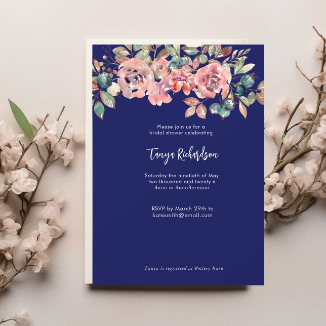Blush Floral Watercolor Bridal Shower Invitation  (Creator Uploaded)