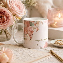 Blush Floral Watercolor Coffee Mug Soft Romantic 
