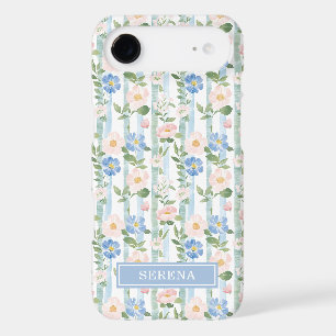 Blush Floral Watercolor Striped Personalized