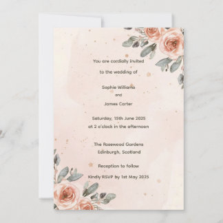 Blush Floral Watercolour Wedding Invite