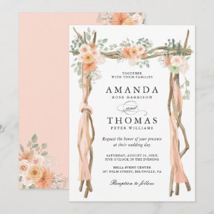 Blush Floral Wedding Arch Invitation