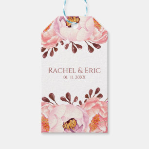Blush Floral Wedding Custom Names Gift Tag
