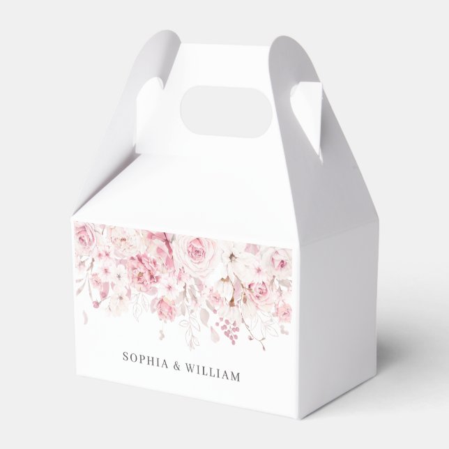 Blush Floral Wedding Favour Gift Favor Box (Front Side)